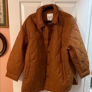 Madewell Brown Diamond Stitch Quilted Coat